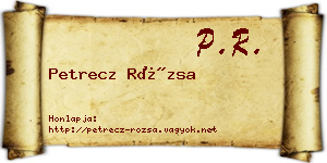 Petrecz Rózsa névjegykártya
